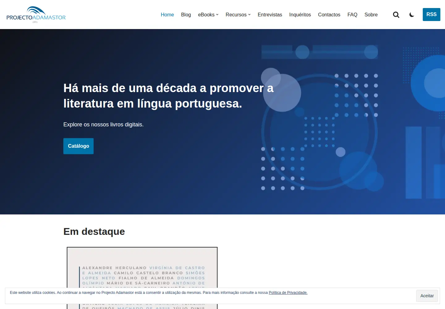 Screenshot of projectoadamastor.org
