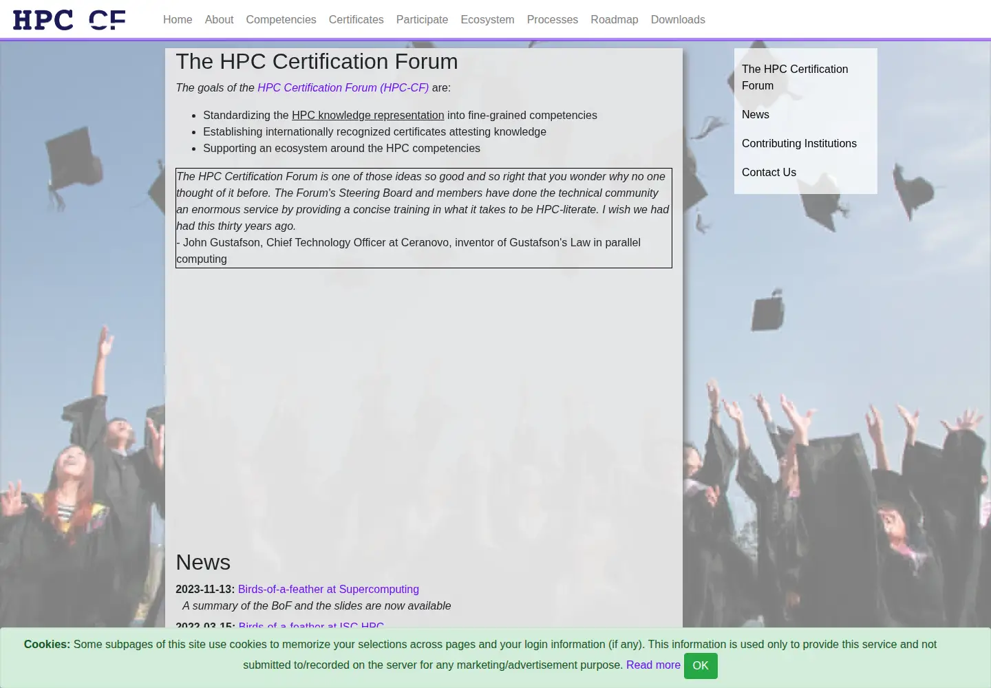 Screenshot of hpc-certification.org
