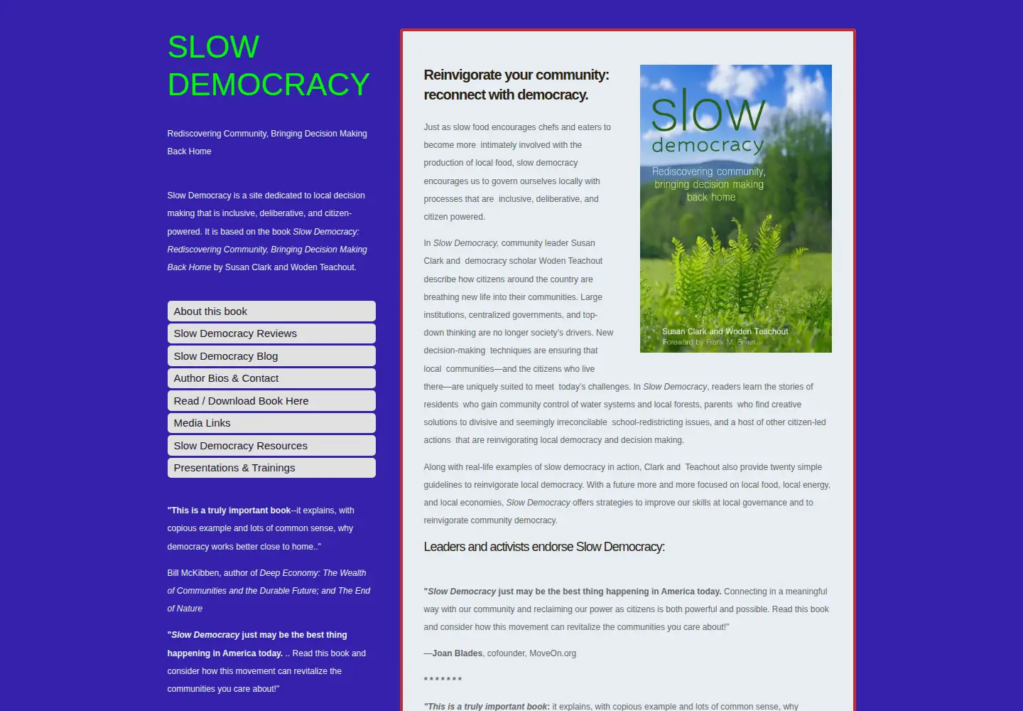 Screenshot of slowdemocracy.org