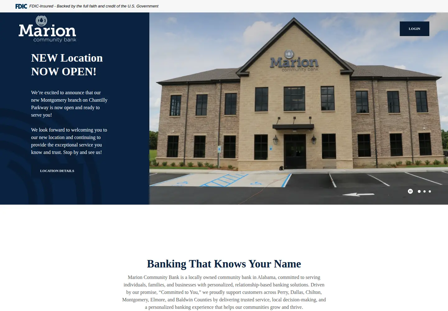 Captured homepage of marion-bank.com in the current scan