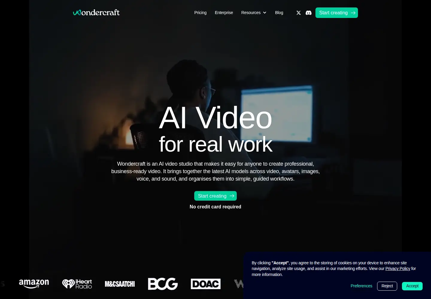 Captured homepage of wondercraft.ai in the current scan