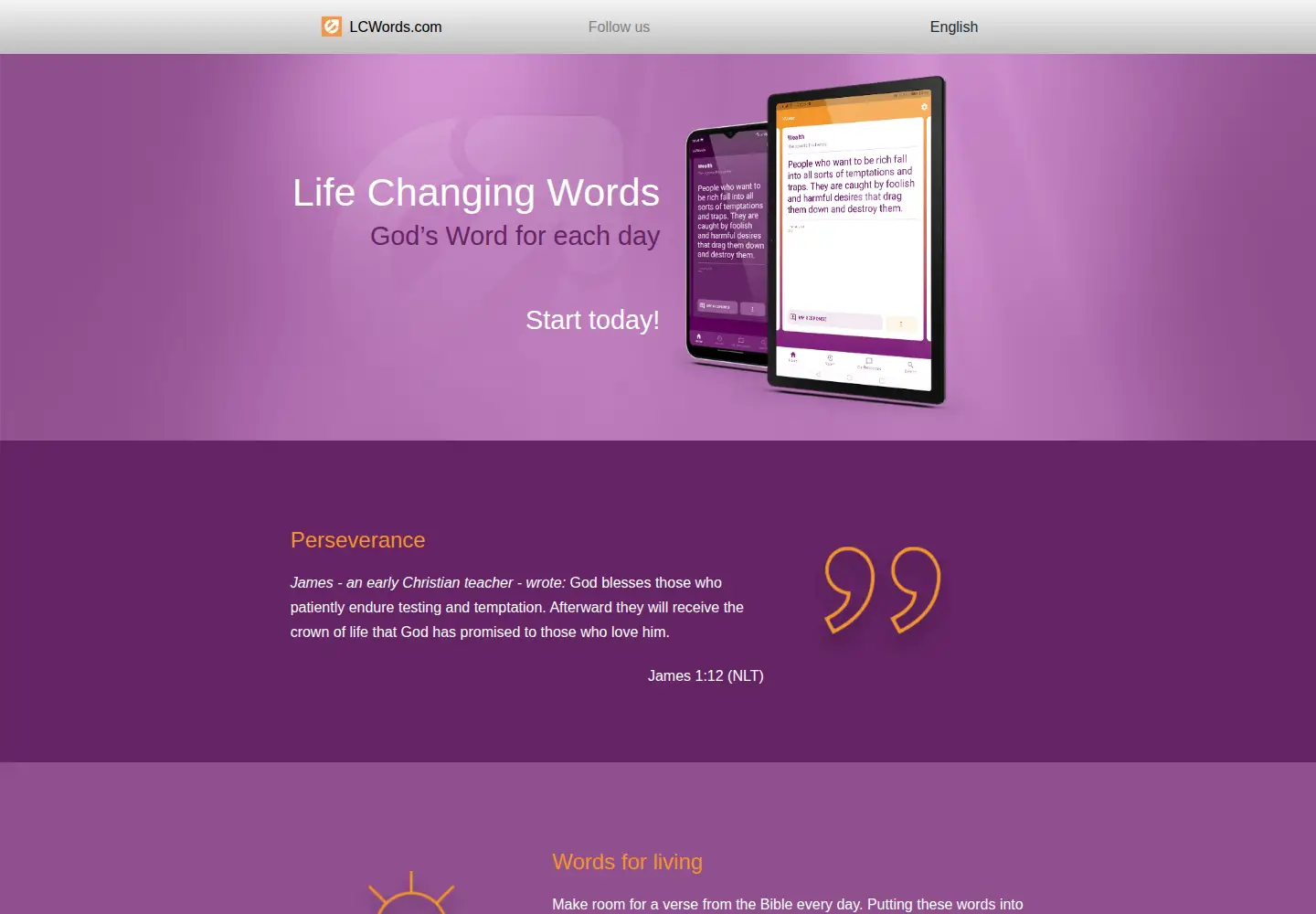 Captured homepage of lcwords.com in the current scan