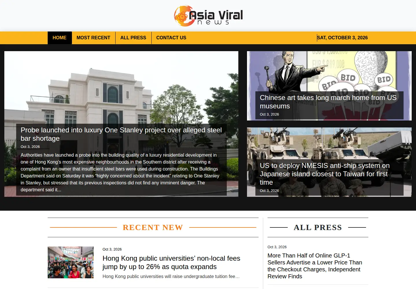 Screenshot of asiaviralnews.com