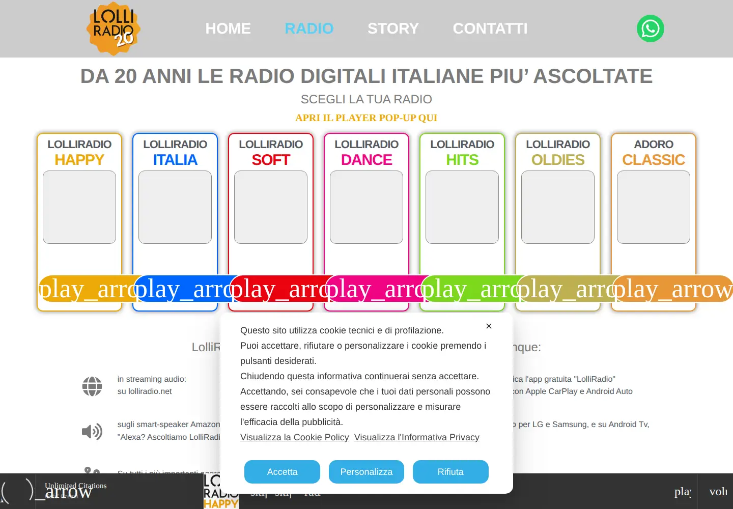 Screenshot of lolliradio.net
