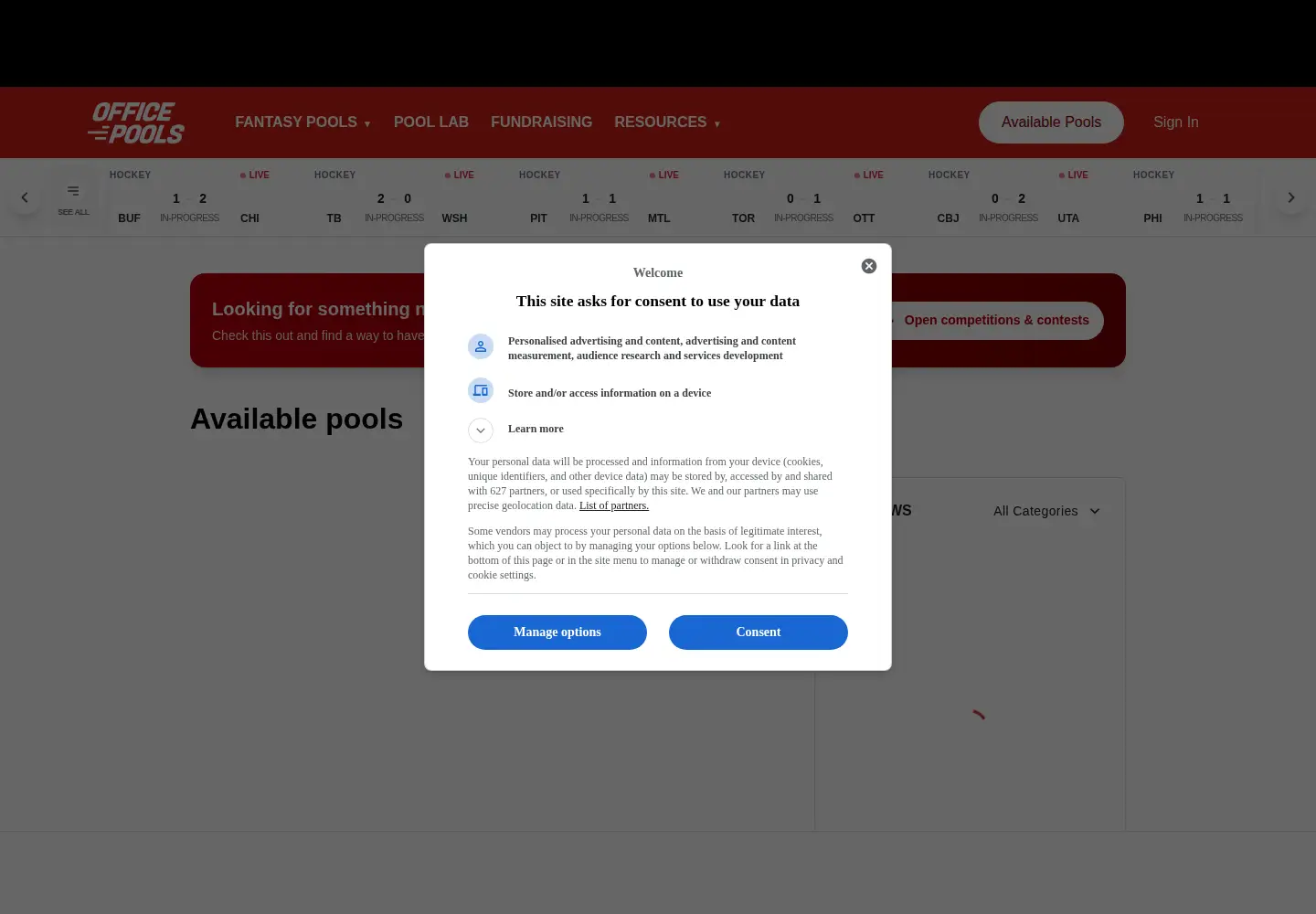 Screenshot of officepools.com