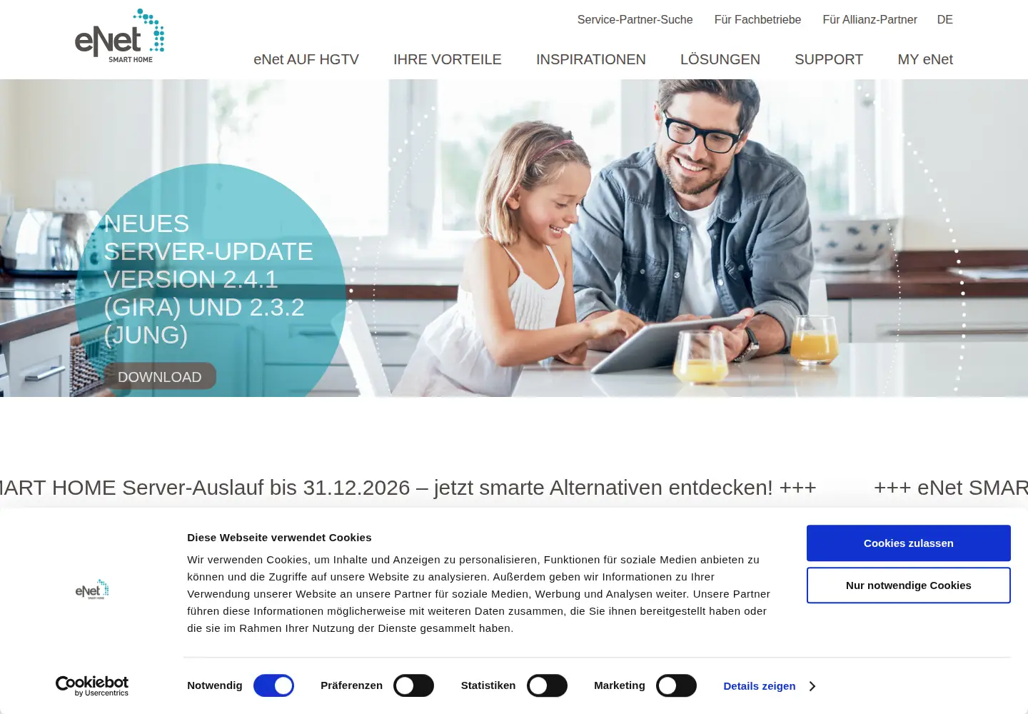 Captured homepage of enet-smarthome.com in the current scan