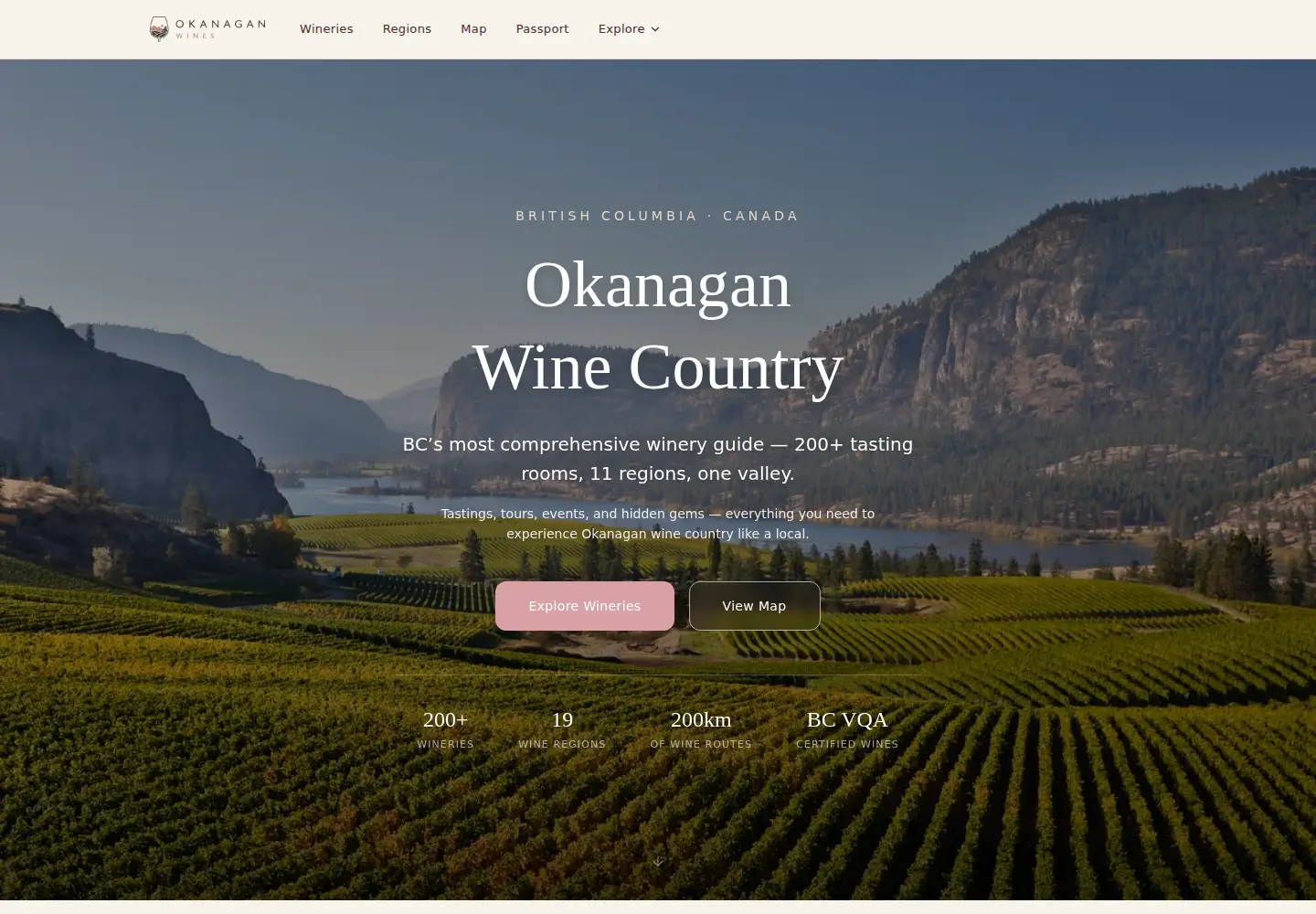 Captured homepage of okanaganwines.ca in the current scan