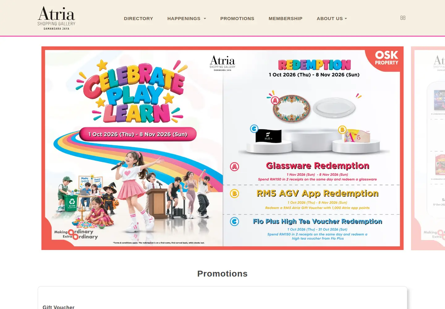 Screenshot of atria.com.my