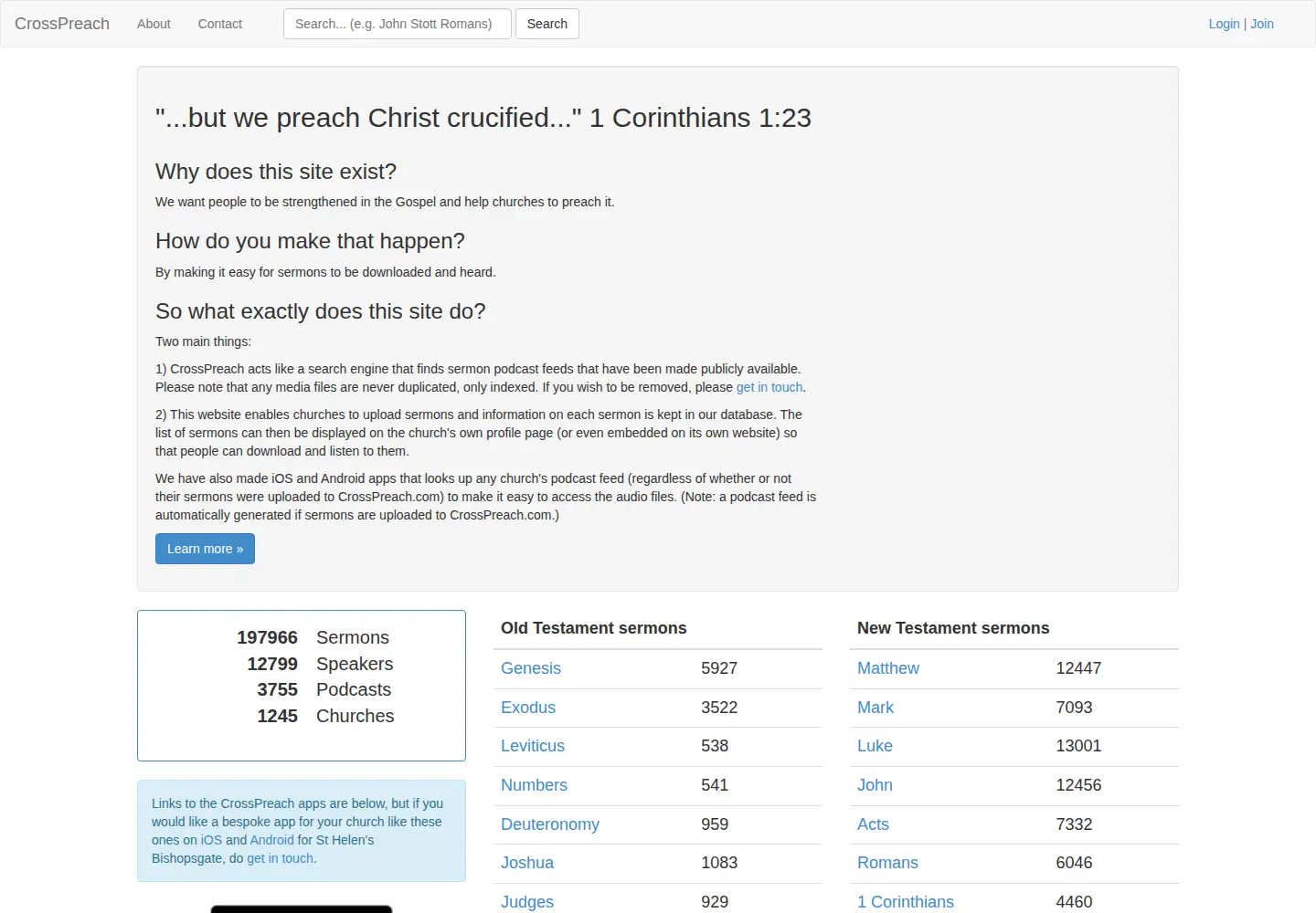 Captured homepage of crosspreach.com in the current scan
