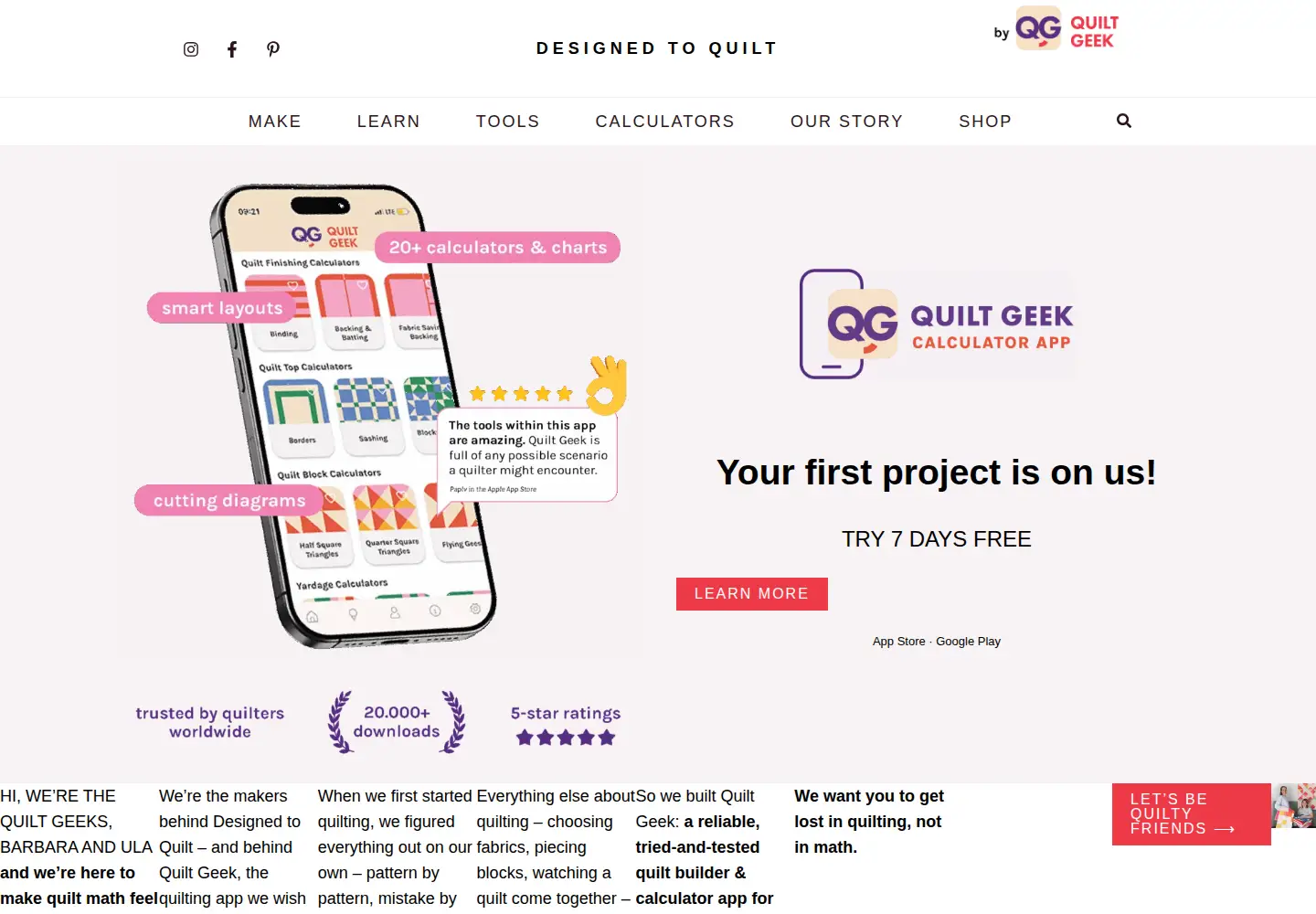 Screenshot of designedtoquilt.com