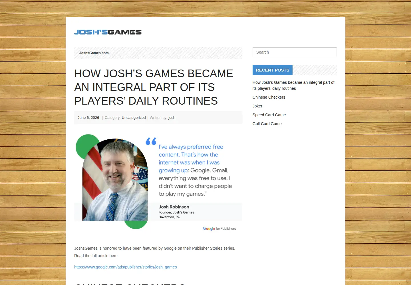 Screenshot of joshsgames.com