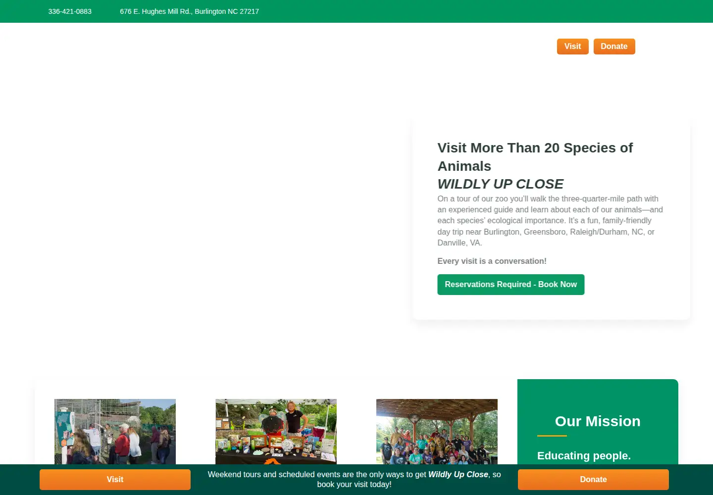 Screenshot of animalparknc.org
