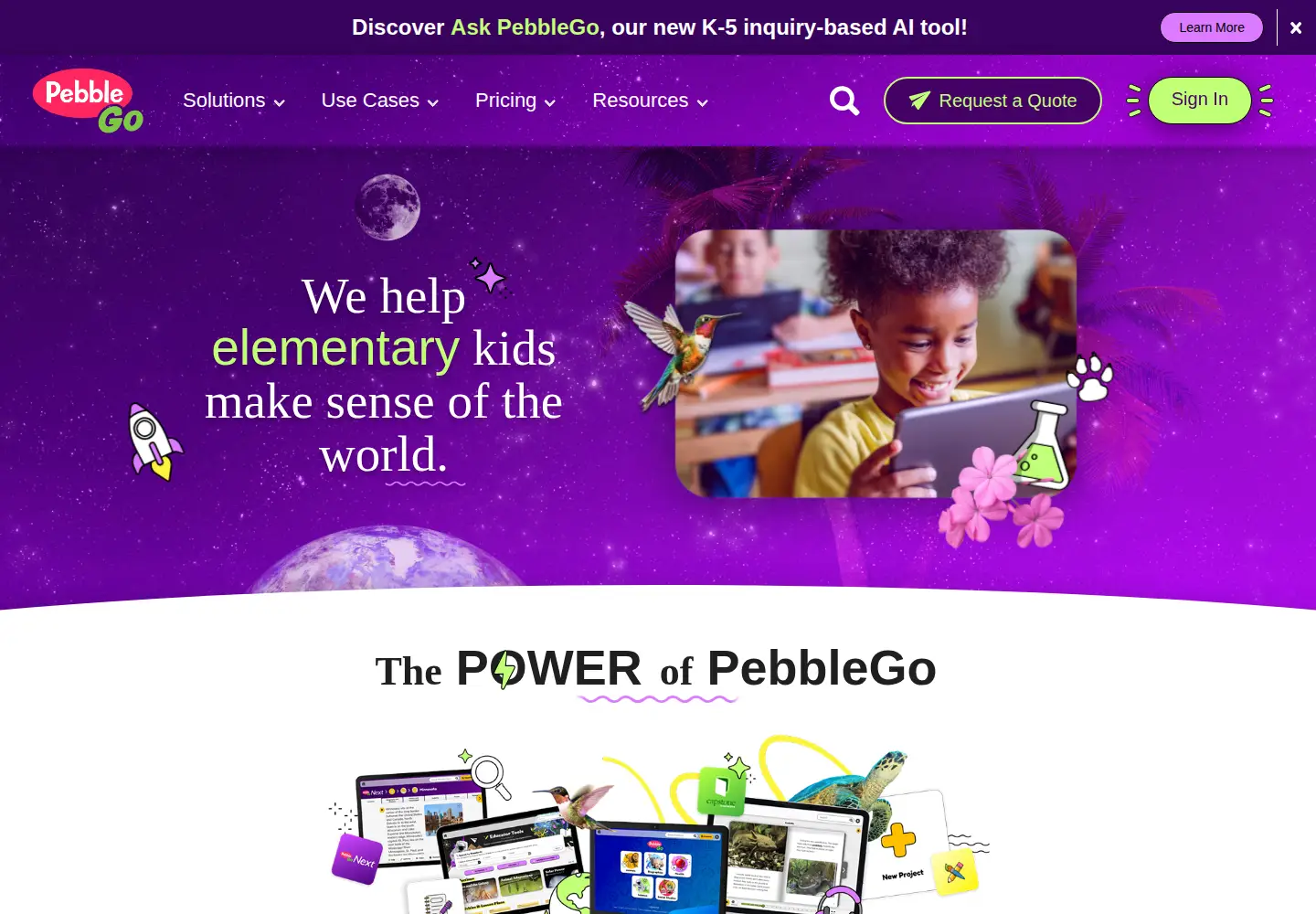 Screenshot of pebblego.com