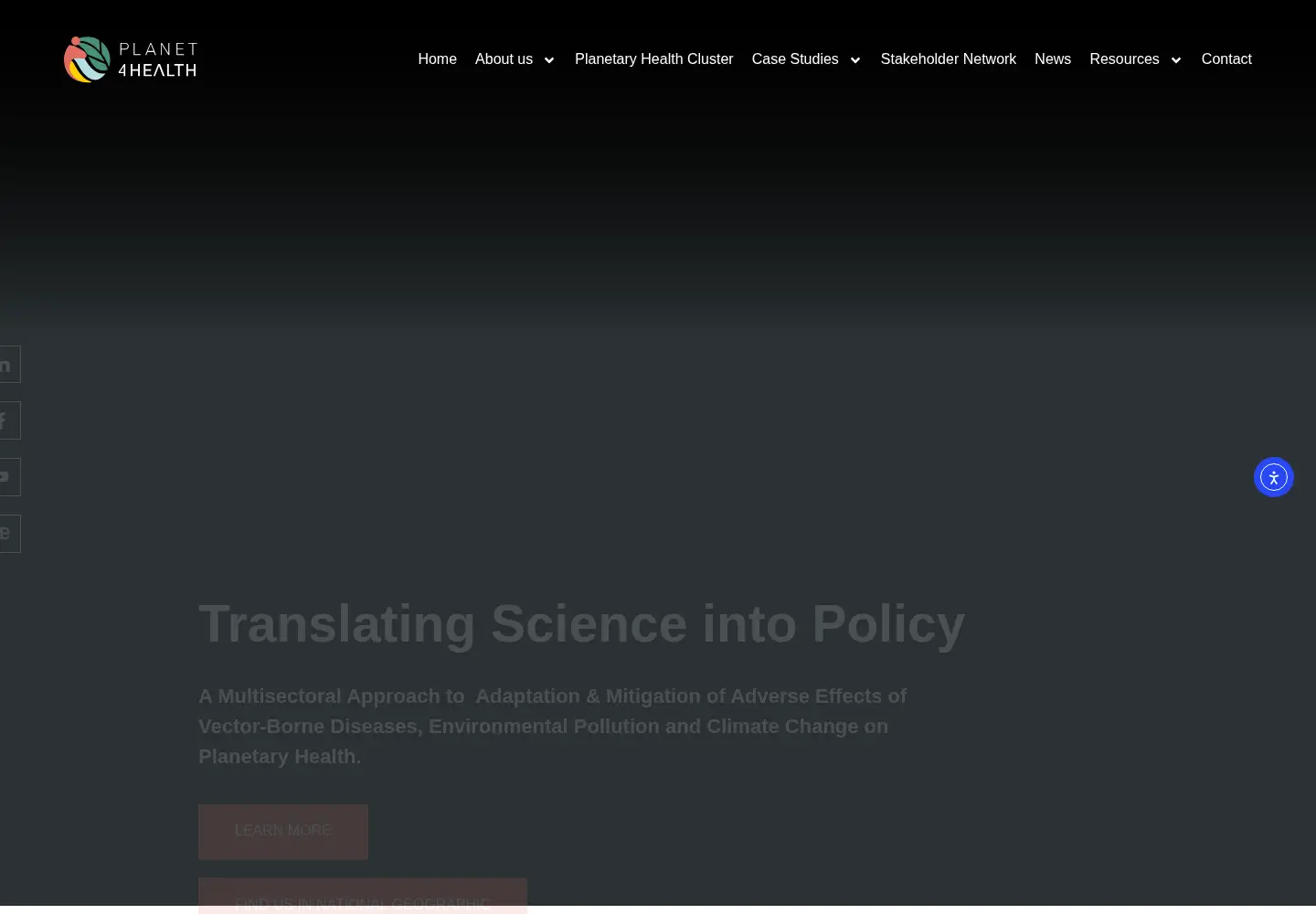 Captured homepage of planet4health.eu in the current scan