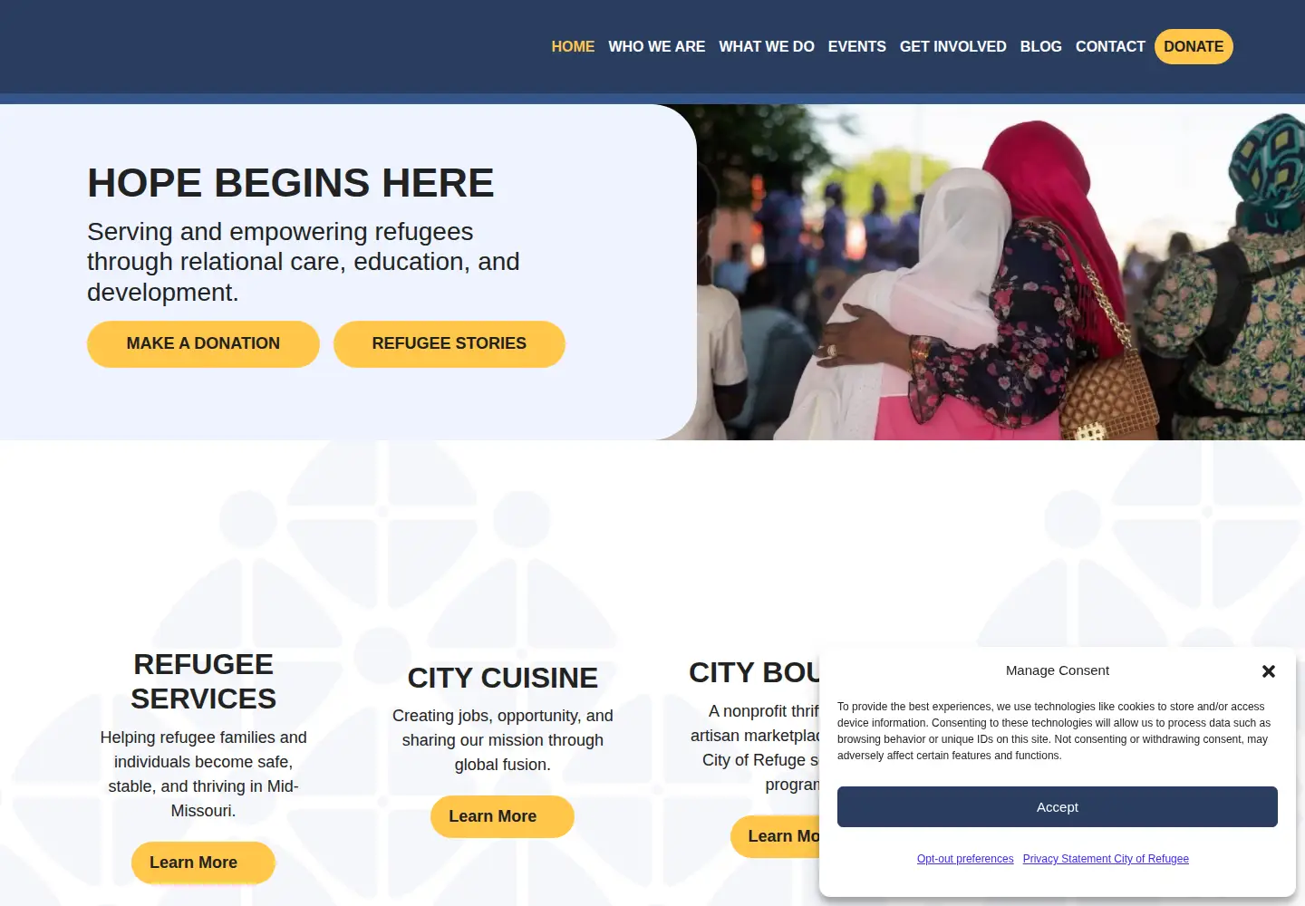 Screenshot of cityofrefugecolumbia.org