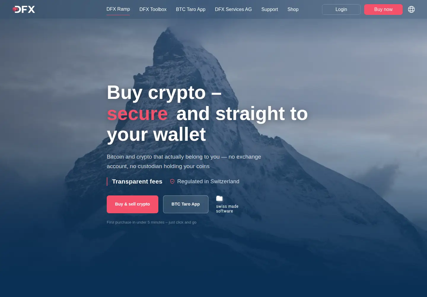 Captured homepage of dfx.swiss in the current scan