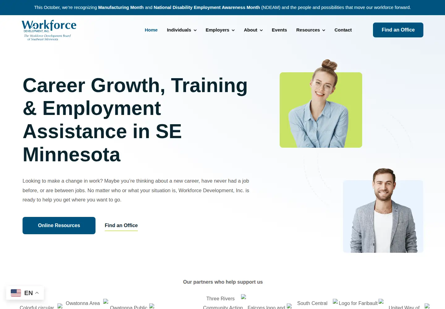 Screenshot of workforcedevelopmentinc.org