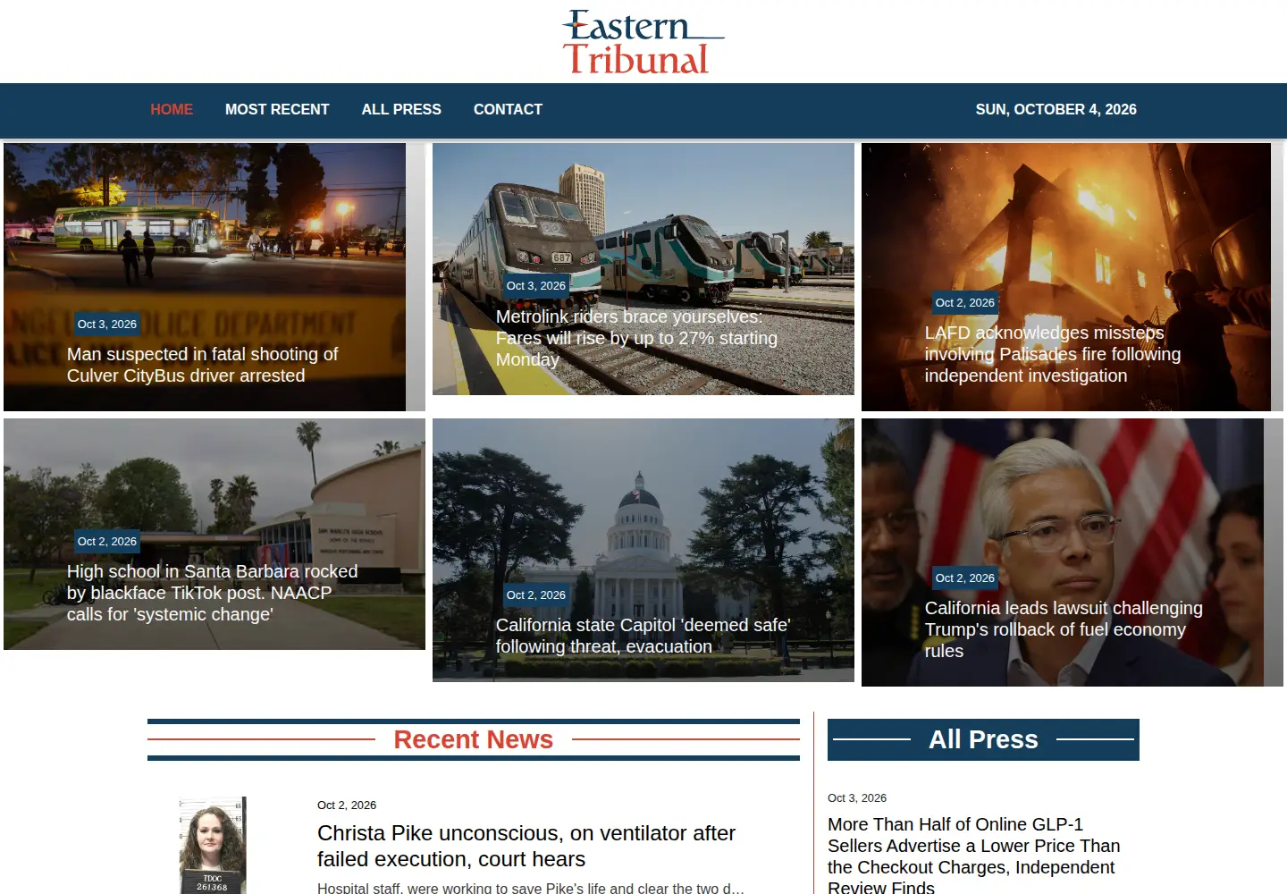 Screenshot of easterntribunal.com