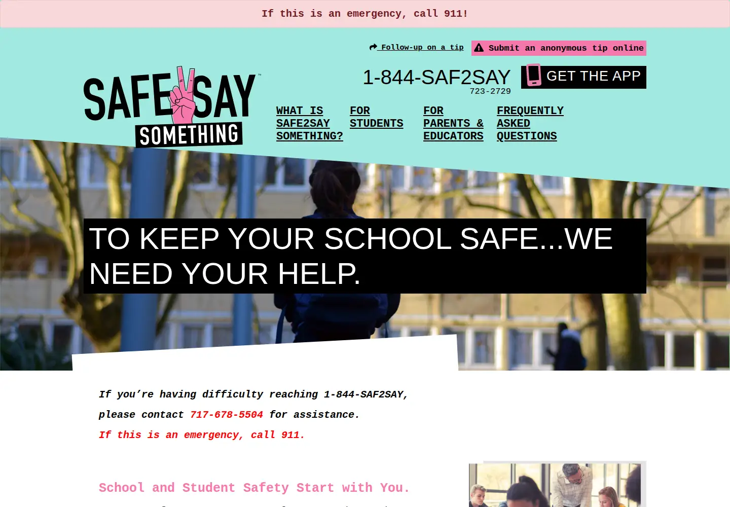 Screenshot of safe2saypa.org