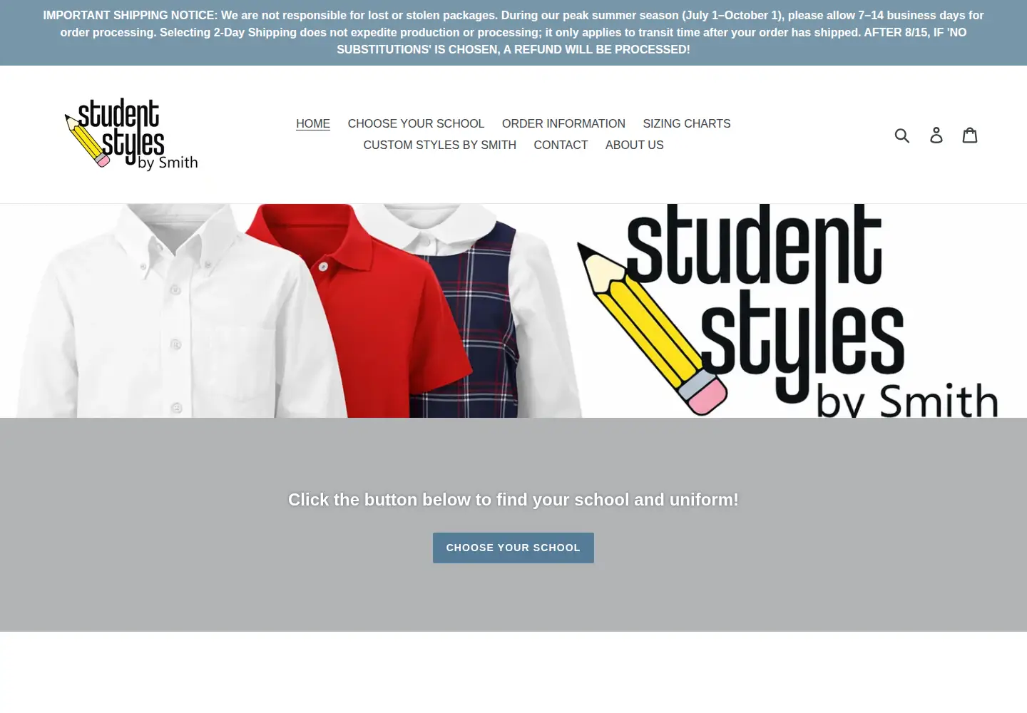 Captured homepage of yourstudentstyles.com in the current scan