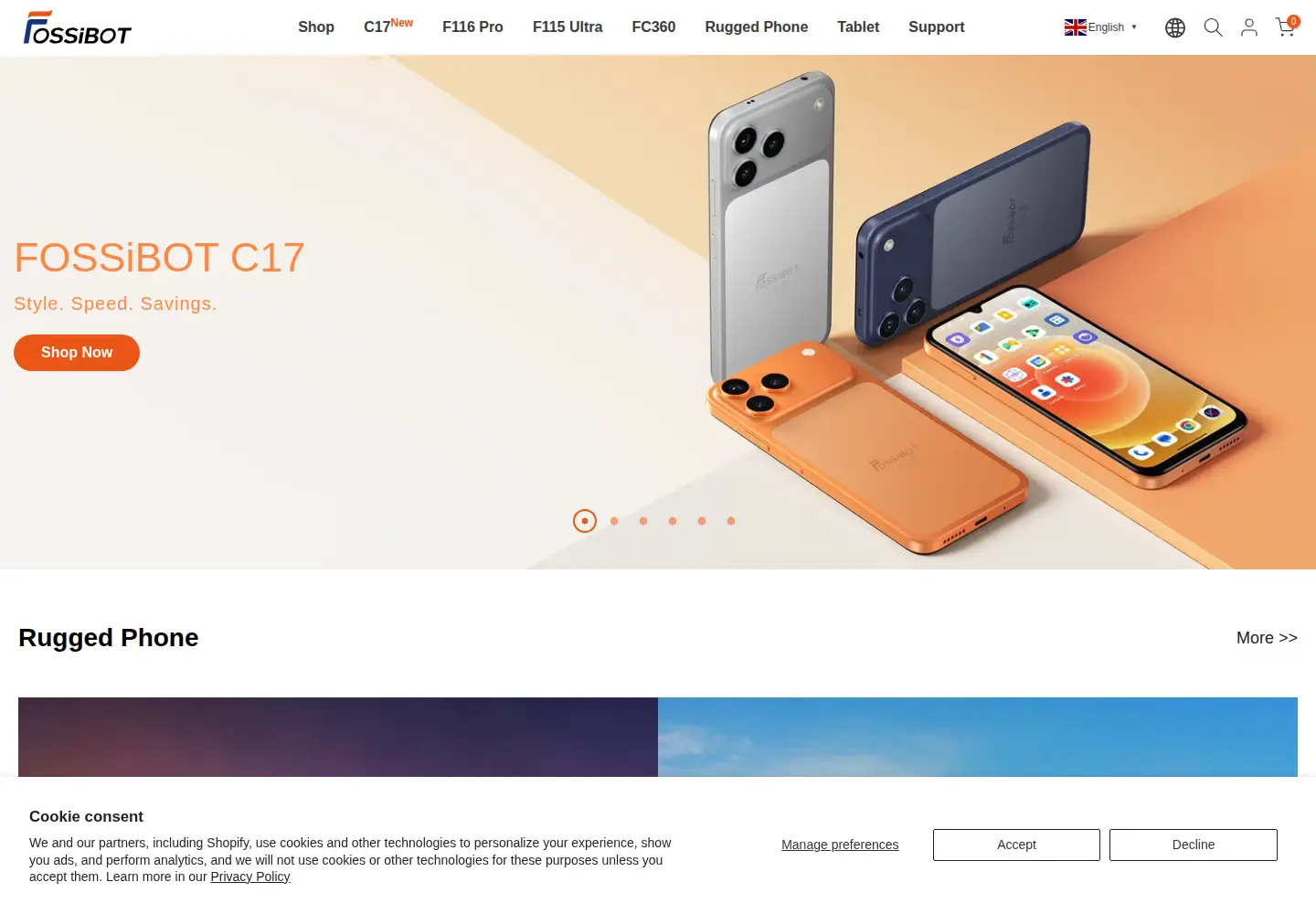 Captured homepage of fossibot.com in the current scan