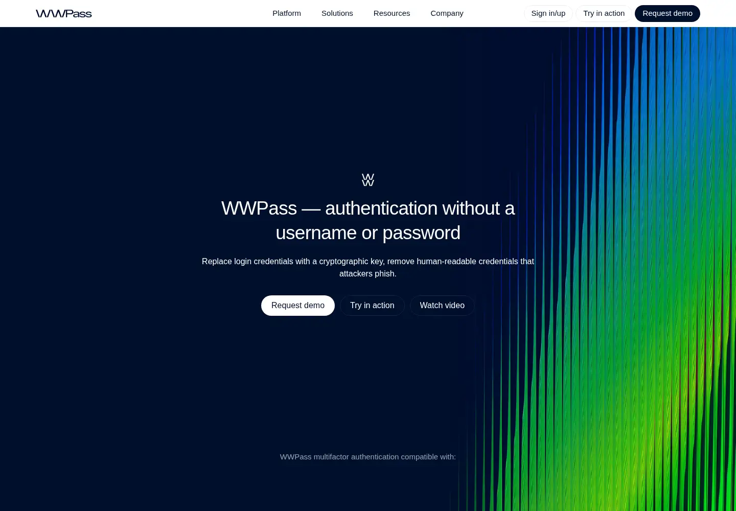 Captured homepage of wwpass.com in the current scan