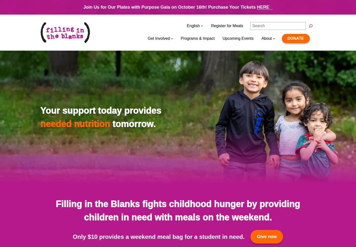 Screenshot of fillingintheblanks.org