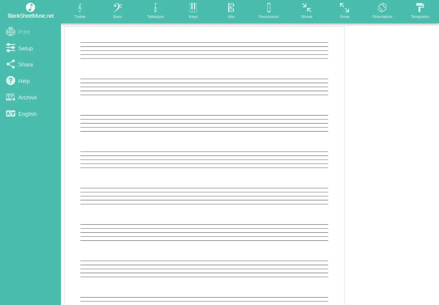 Screenshot of blanksheetmusic.net