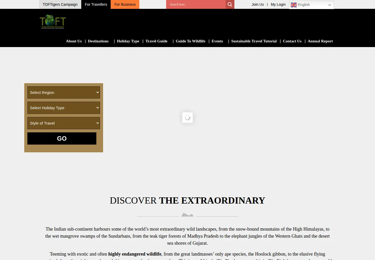 Captured homepage of toftigers.org in the current scan