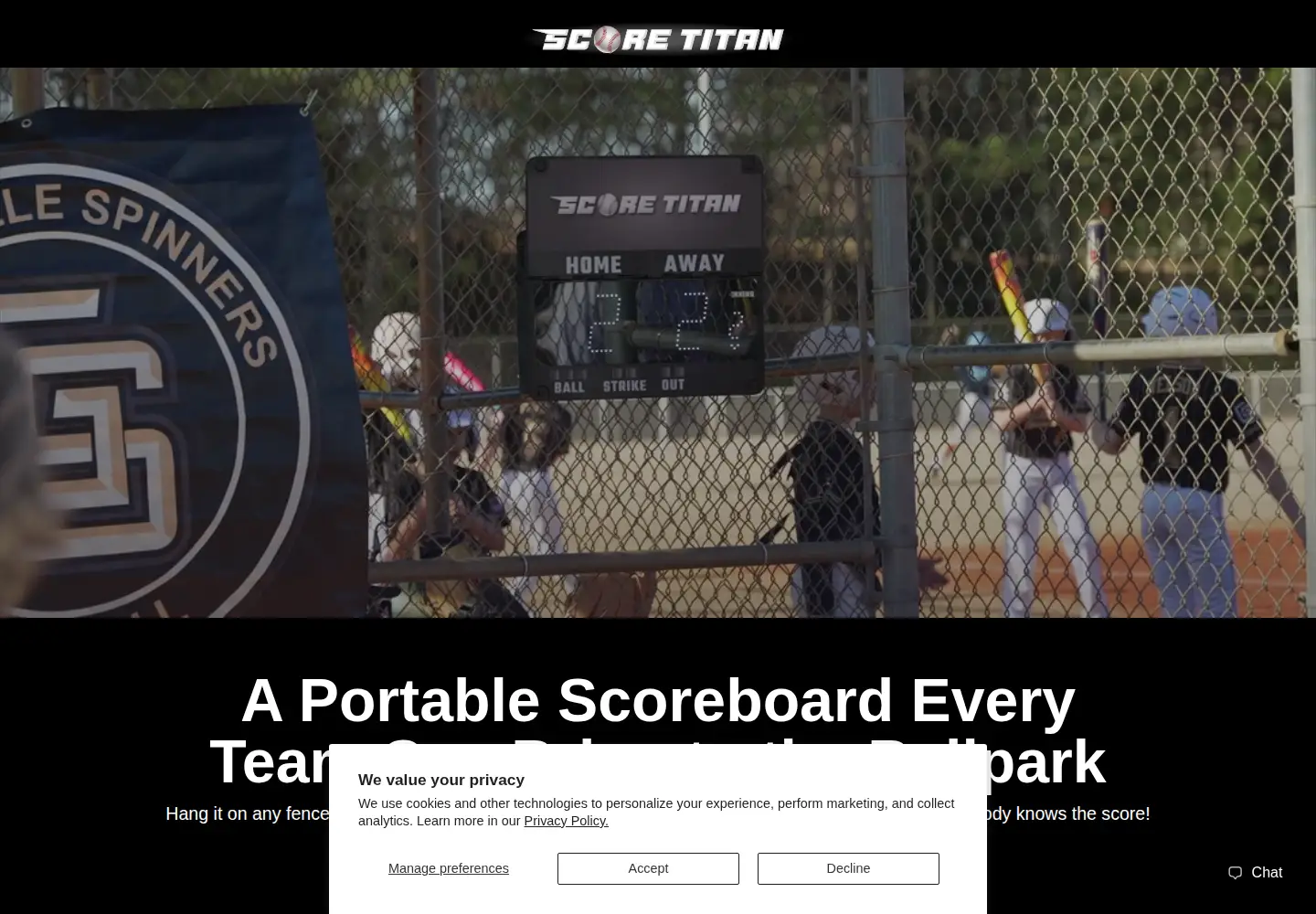 Captured homepage of scoretitan.com in the current scan