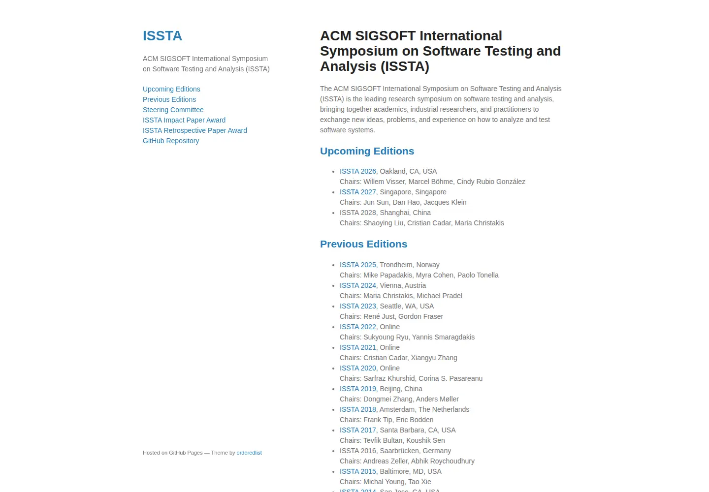 Screenshot of issta.org