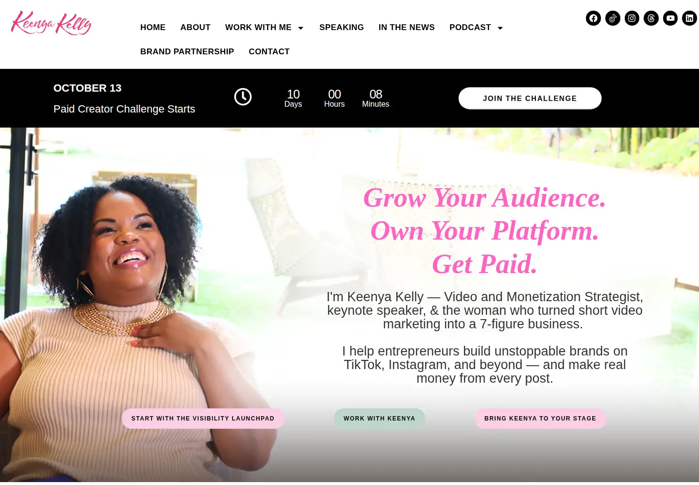 Screenshot of keenyakelly.com