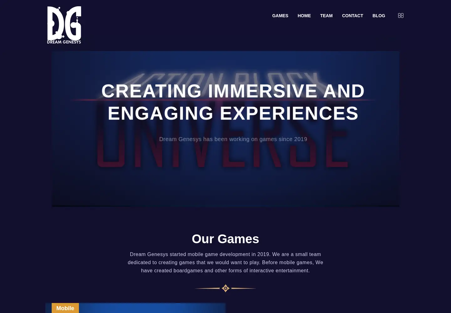 Screenshot of dreamgenesys.com
