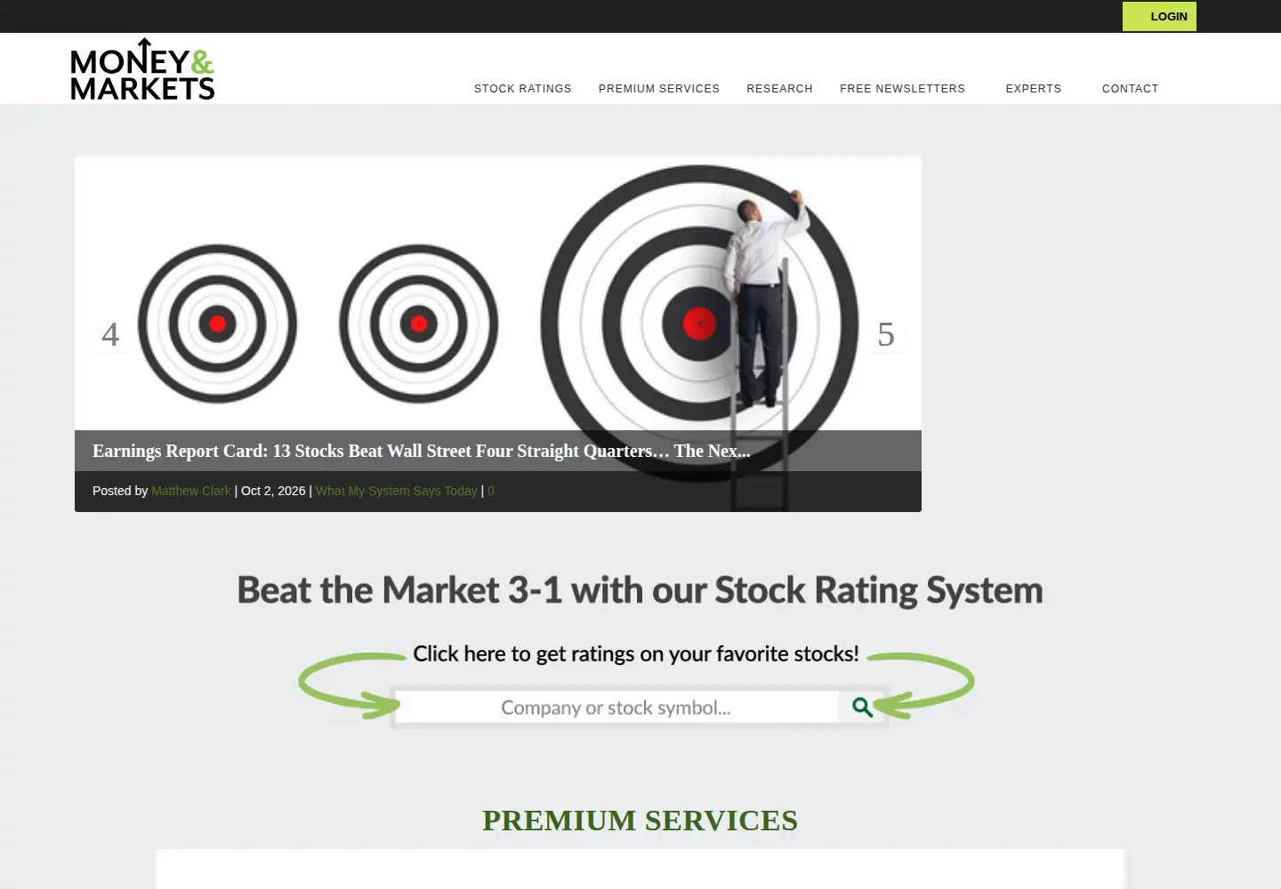 Screenshot of moneyandmarkets.com