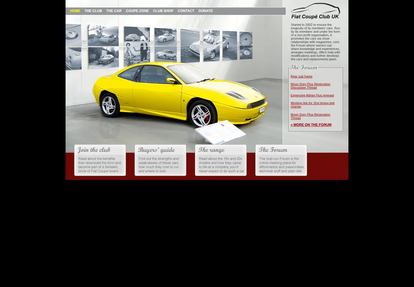 Captured homepage of fiatcoupeclub.org in the current scan