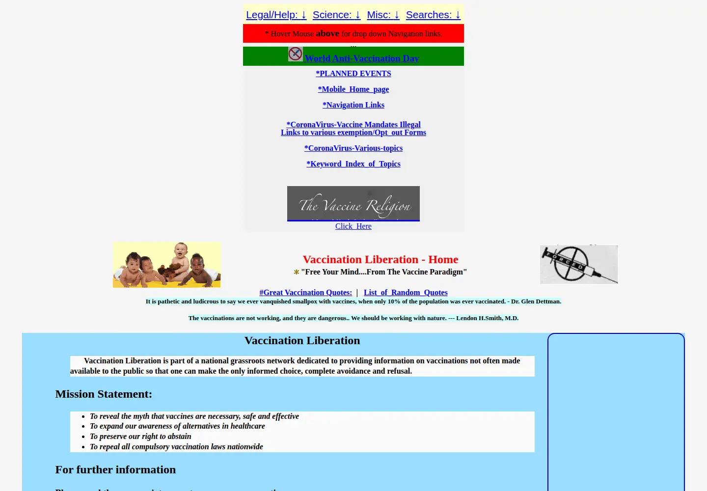 Captured homepage of vaclib.org in the current scan