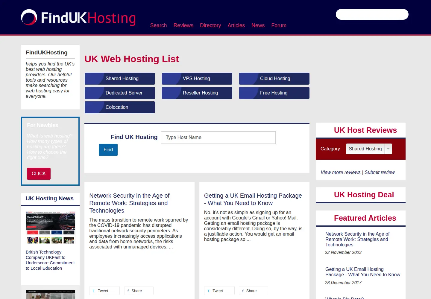 Screenshot of findukhosting.com