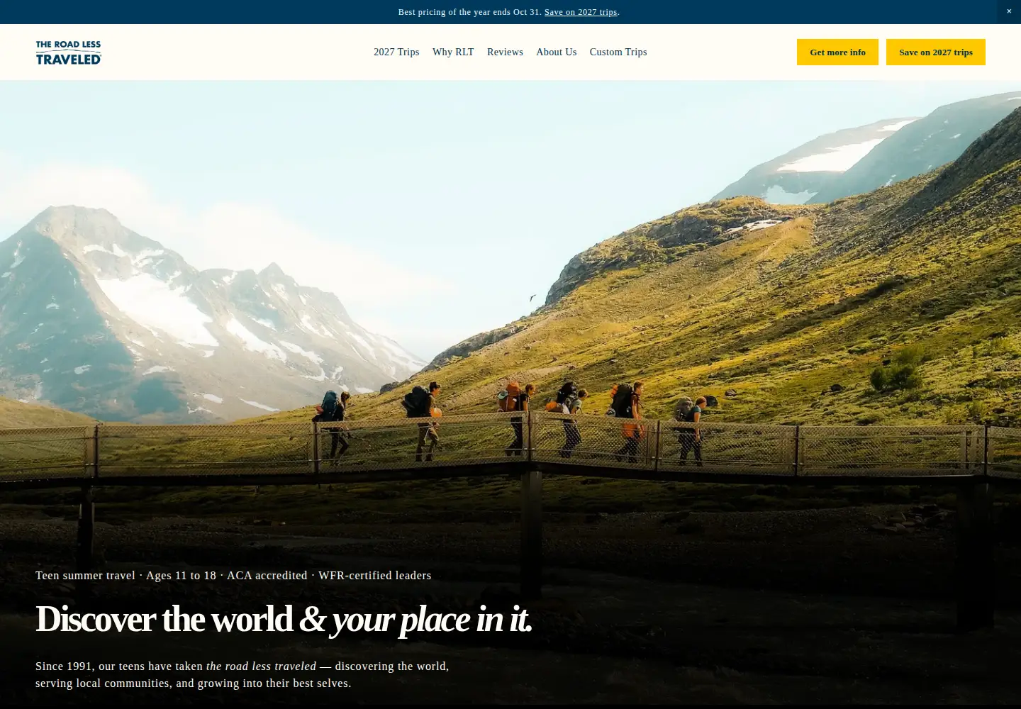 Screenshot of theroadlesstraveled.com