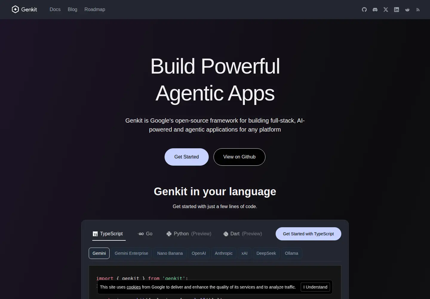 Screenshot of genkit.dev