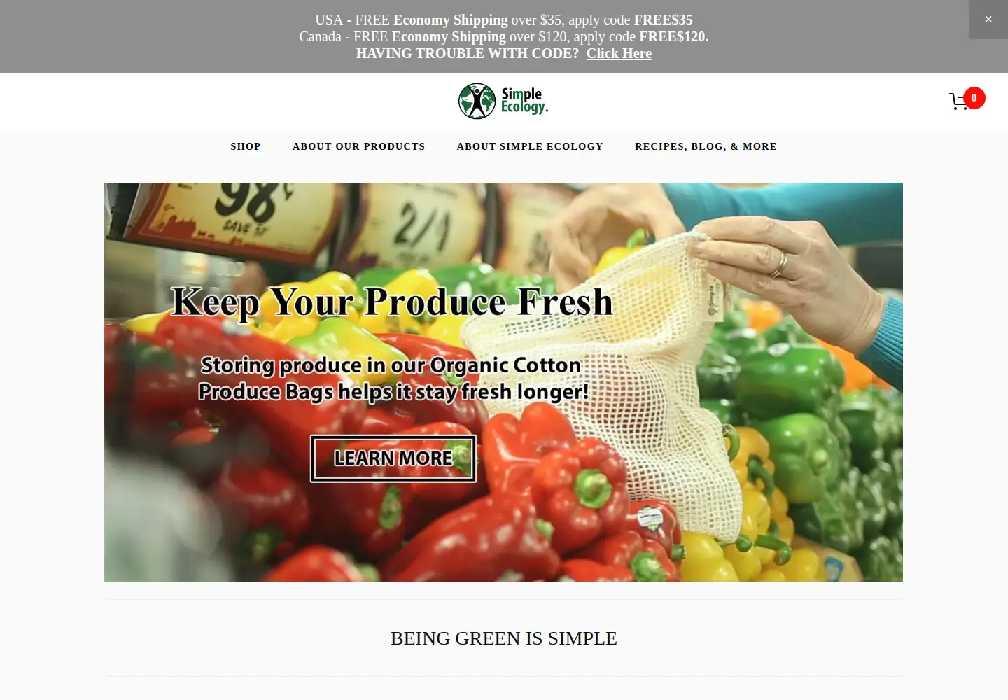 Captured homepage of simpleecology.com in the current scan