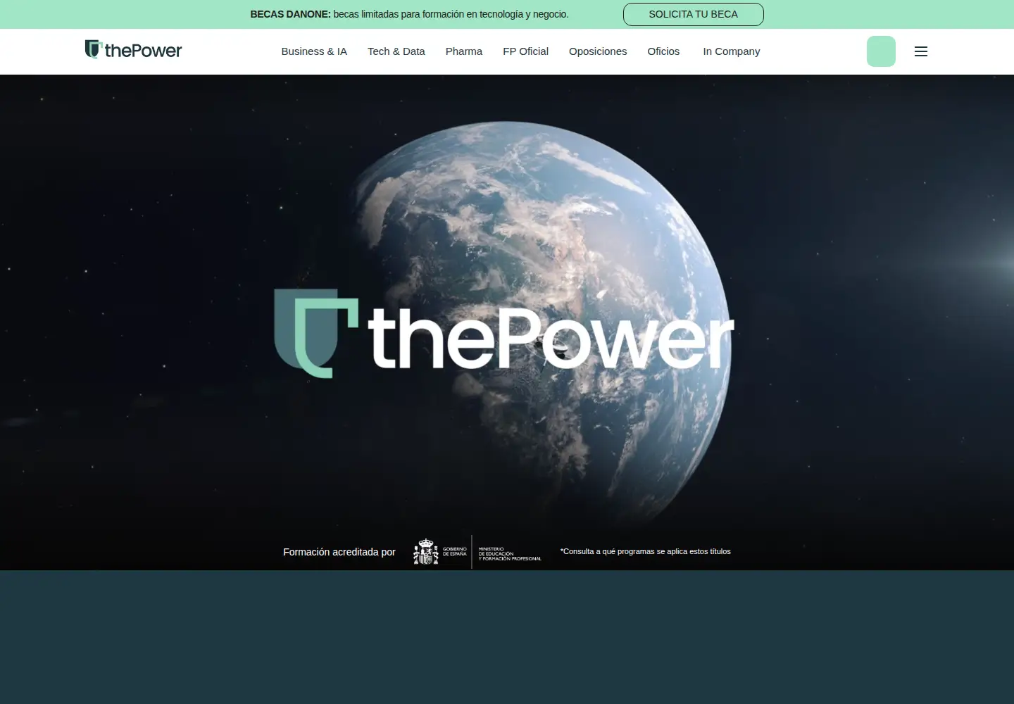 Captured homepage of thepower.education in the current scan