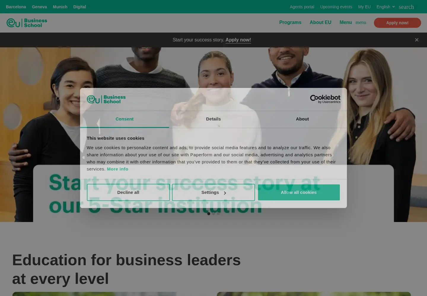 Captured homepage of euruni.edu in the current scan
