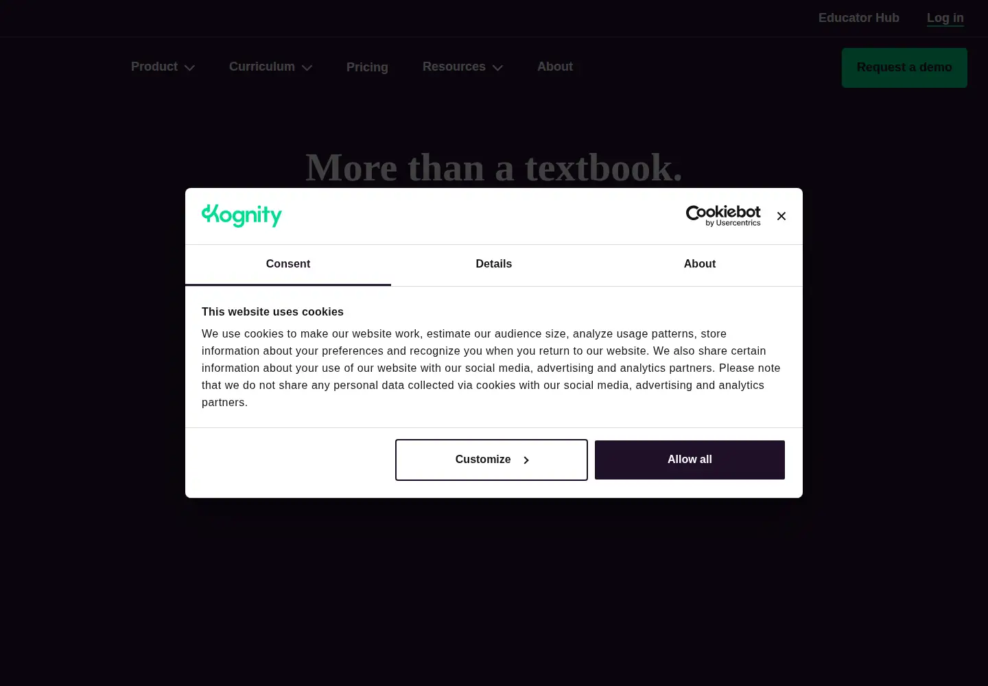 Screenshot of kognity.com