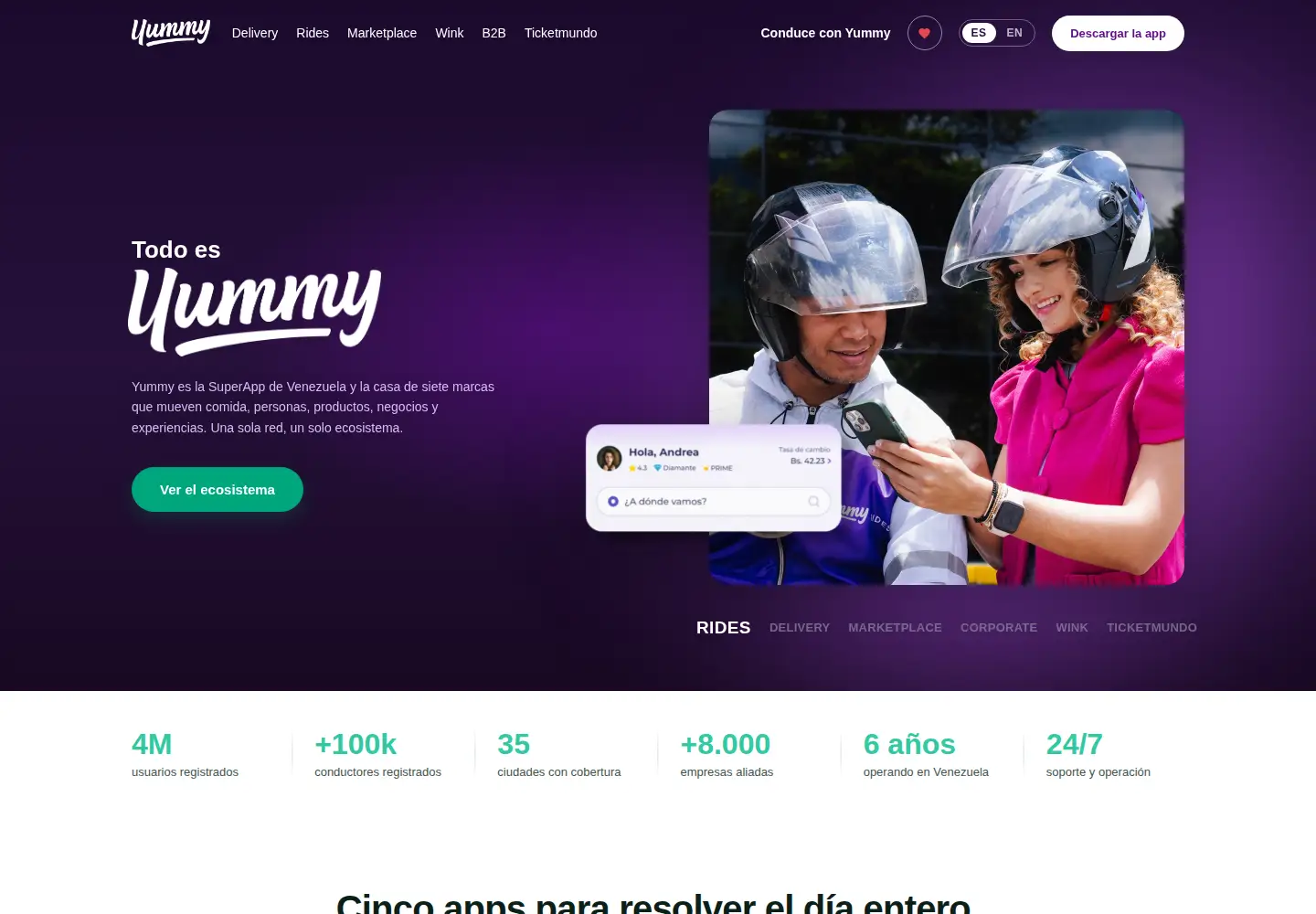 Screenshot of yummysuperapp.com
