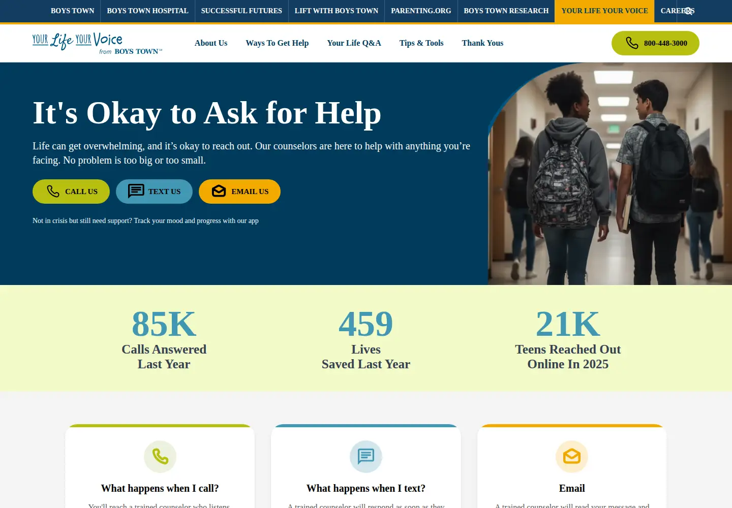 Captured homepage of yourlifeyourvoice.org in the current scan