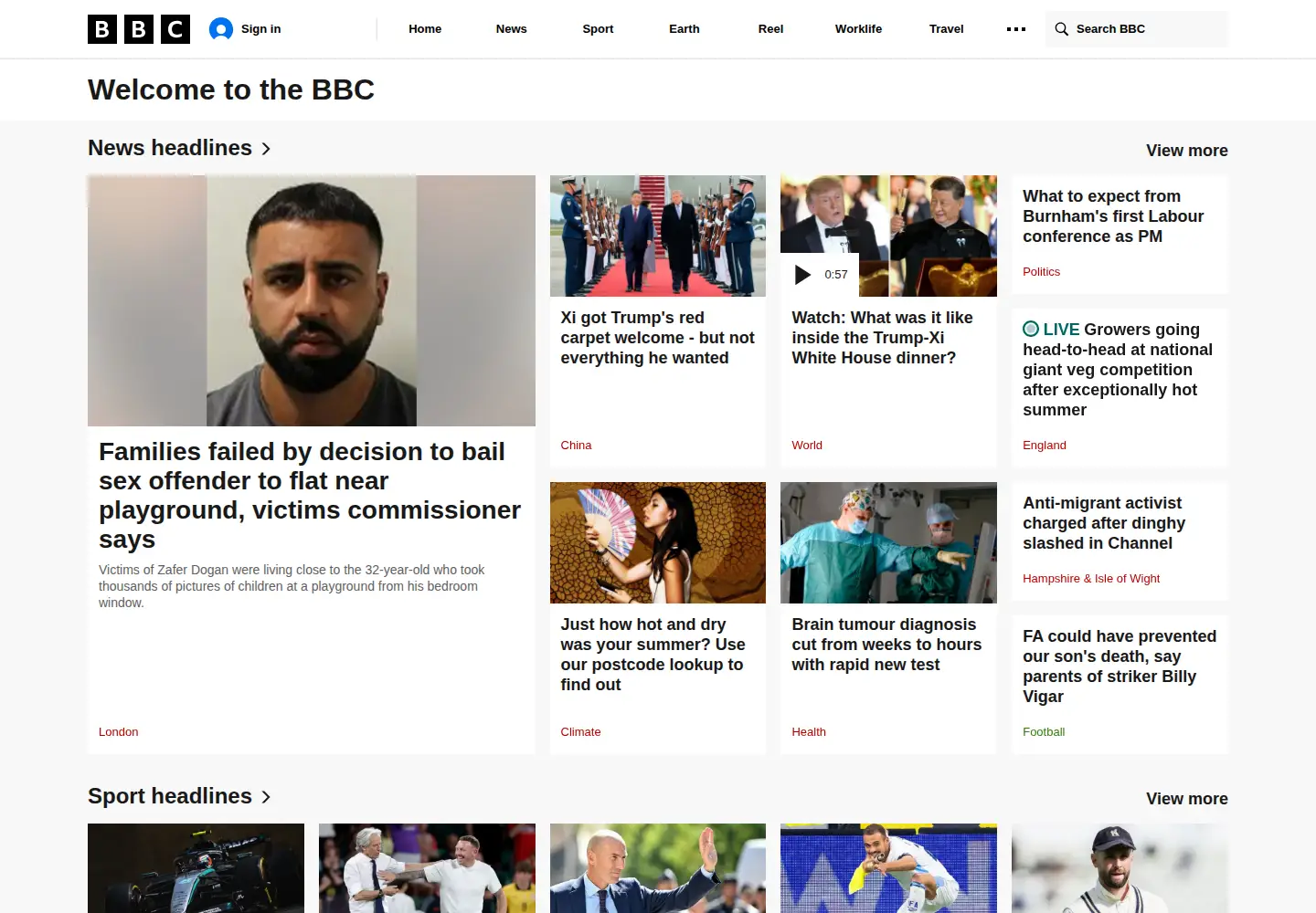 Screenshot of bbc.co.uk