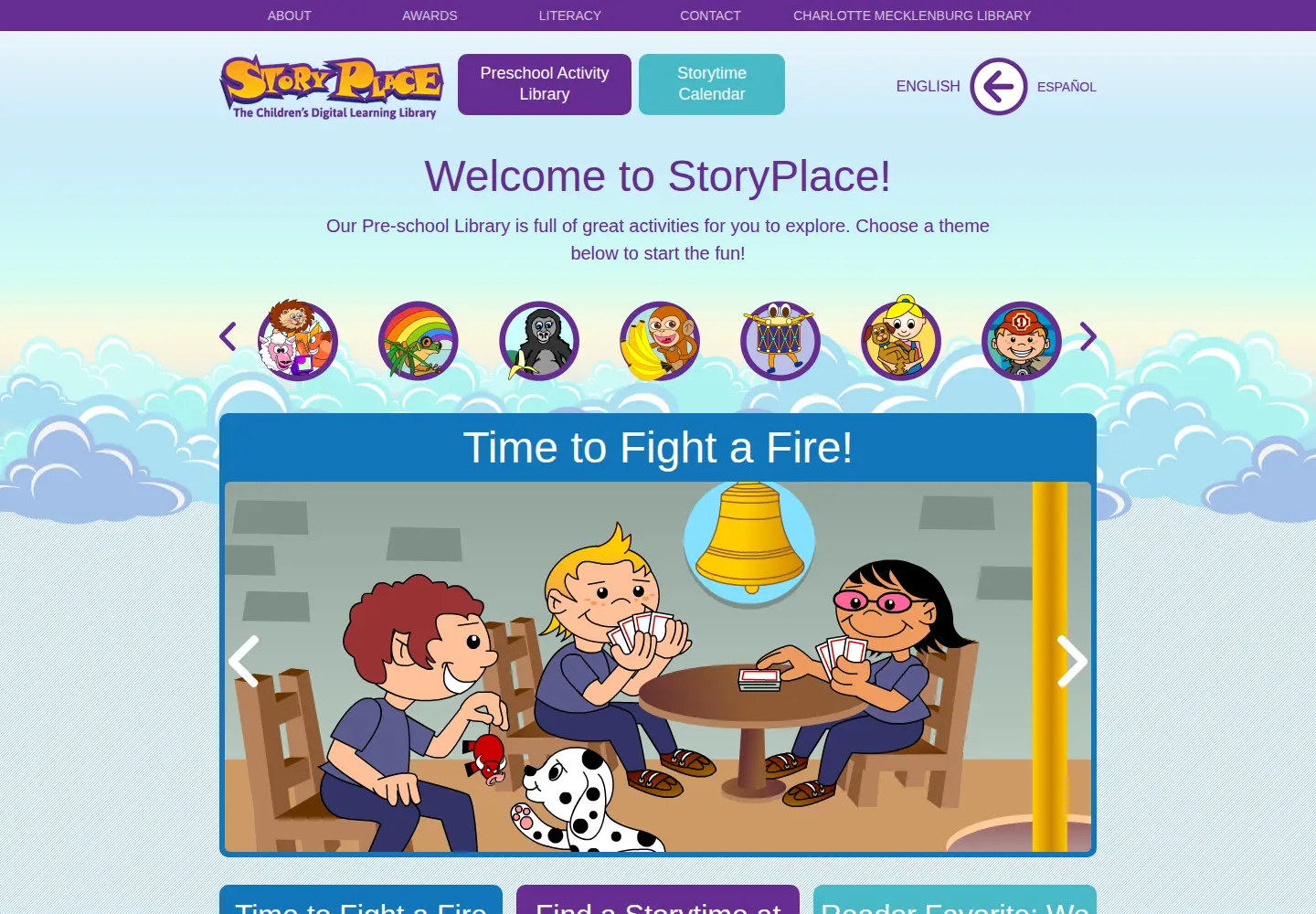 Captured homepage of storyplace.org in the current scan