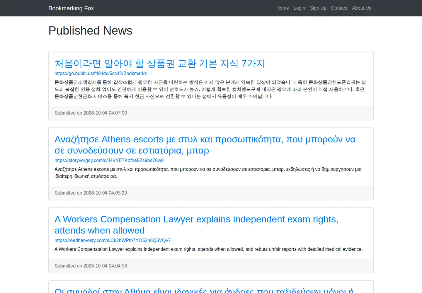Captured homepage of bookmarking-fox.win in the current scan