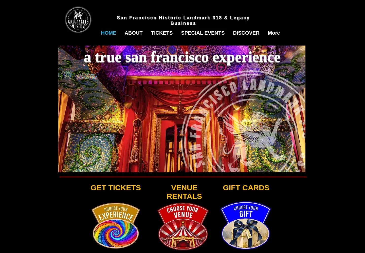 Captured homepage of gregangelomuseum.com in the current scan