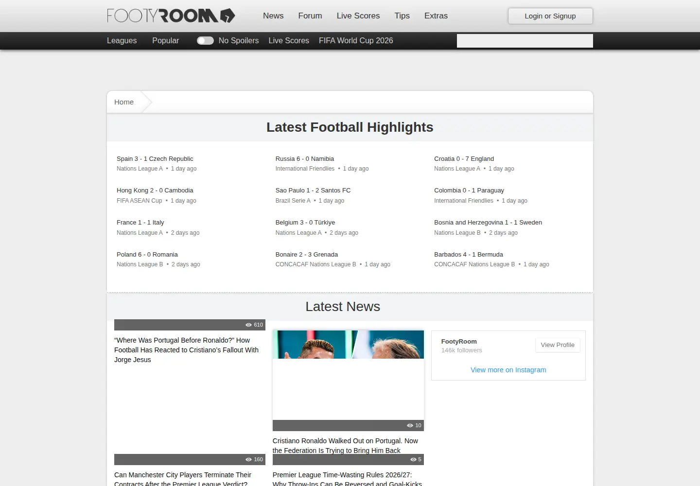 Screenshot of footyroom.co